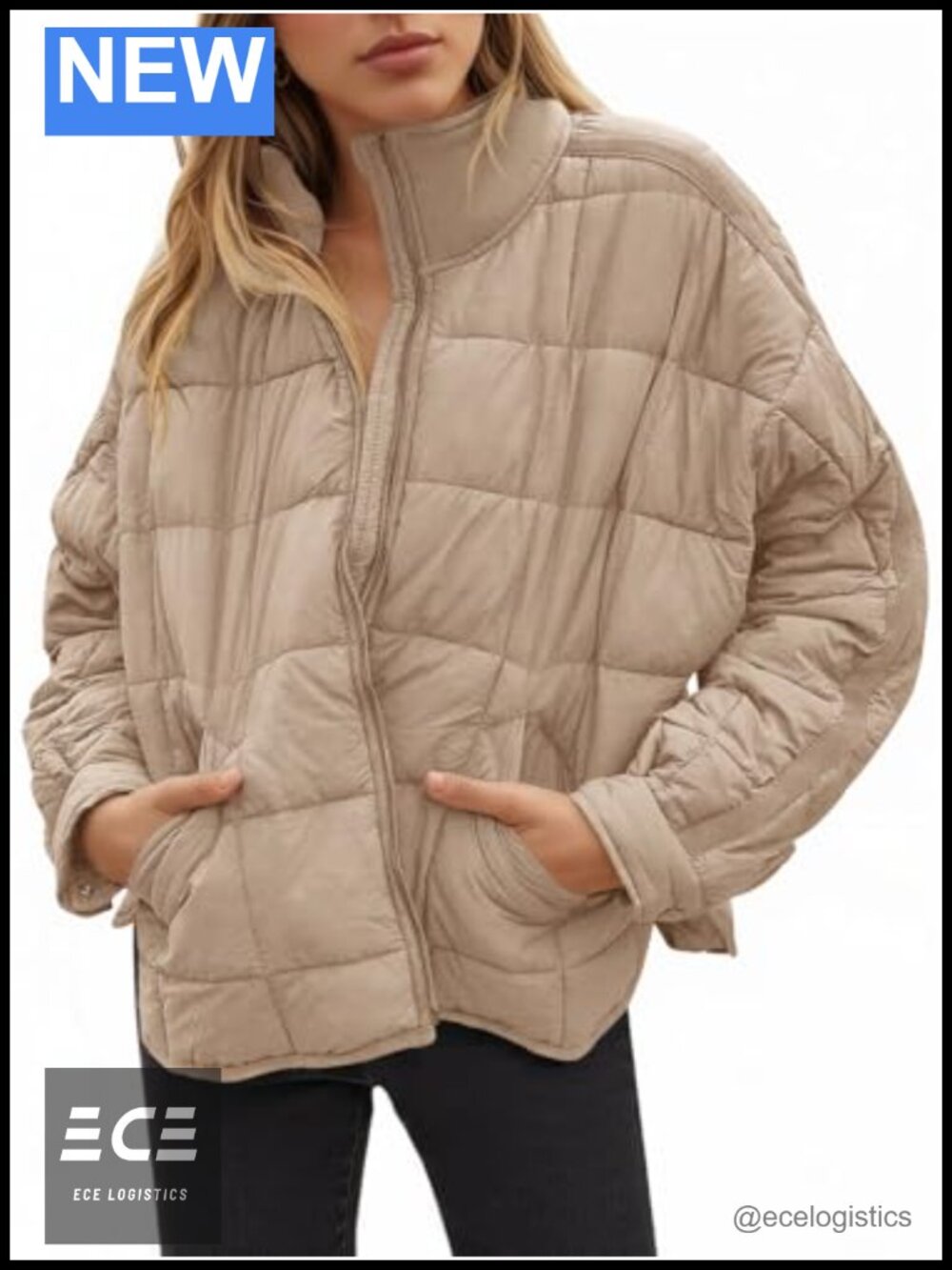 Women's Lightweight Packable Puffer Jacket Zip Long Sleeve Winter Coat